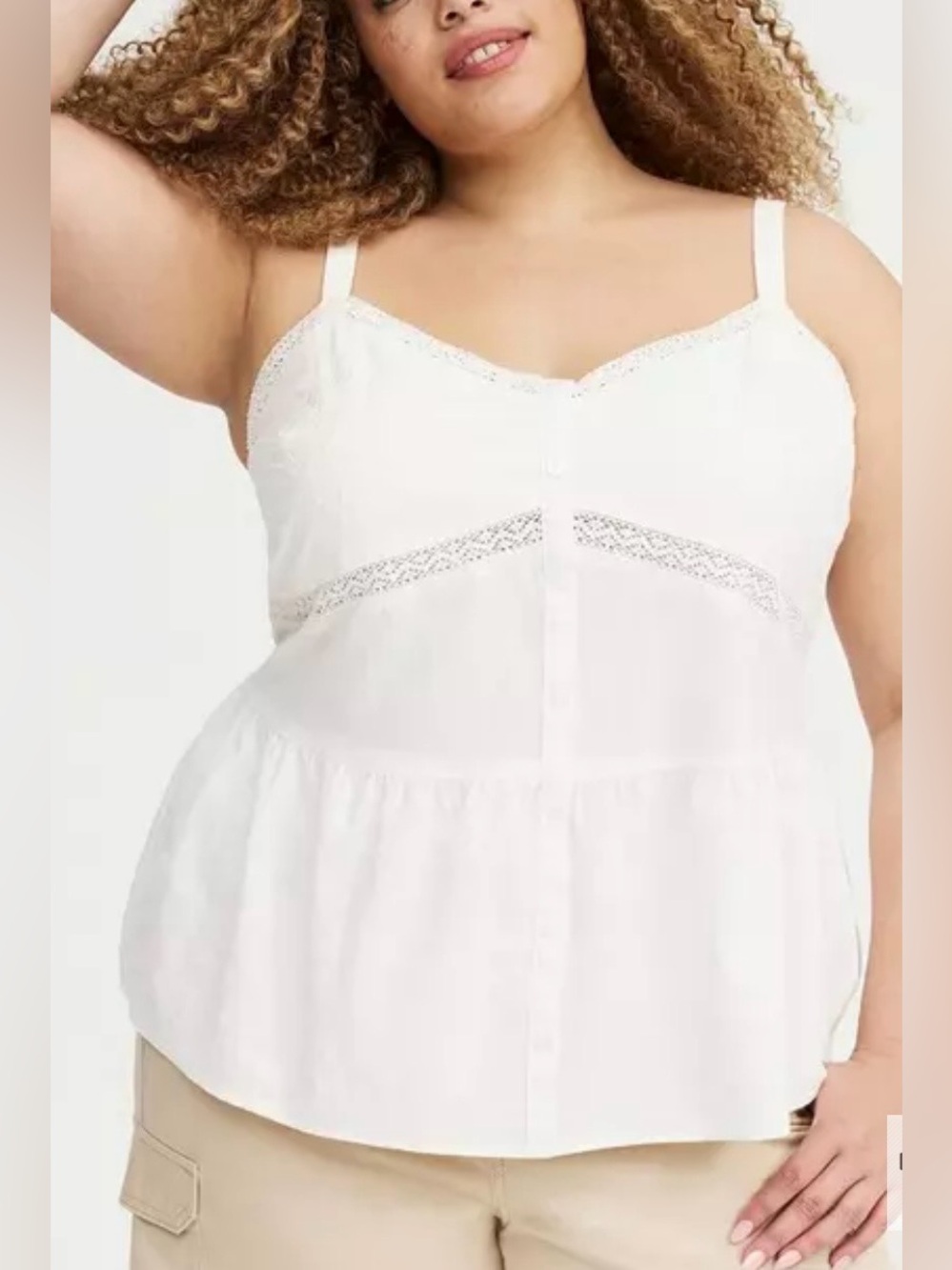 Torrid Cotton Button Front Cami Women’s Plus Size 2 (18W/20W) Whisper White